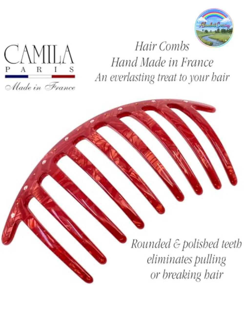 French Hair Side Comb Large 9 Prong Bun Chignon Updo Cellulose Acetate 4.75 Inch
